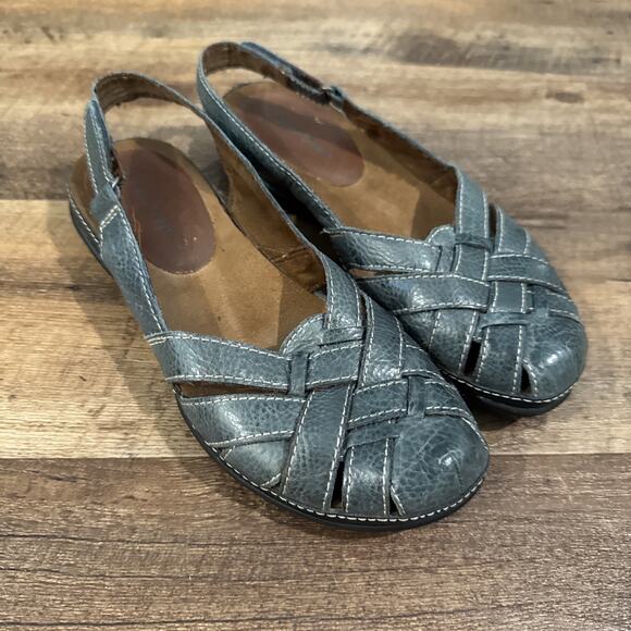 BareTraps Shoes - BARETRAPS Womens Darletta Slingback Woven Fisherman Sandals 6.5 M Blue Leather